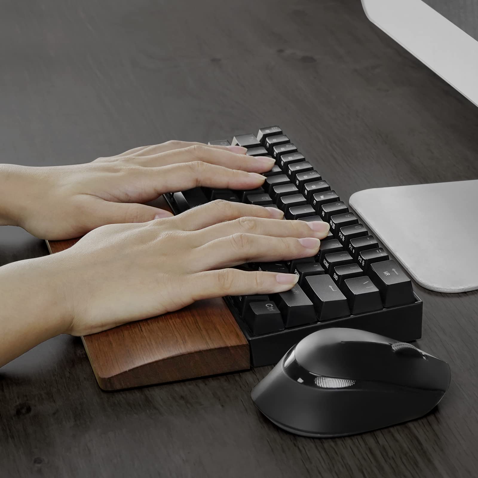 Linkidea Rosewood Keyboard Wrist Rest - Ergonomic Palm Support for 61-Key 60% Compact Mechanical Gaming Keyboards - Comfortable Typing & Gaming Pad for Office, Computer & Laptop Use - Perfect for Long Work Sessions & Competitive Gaming