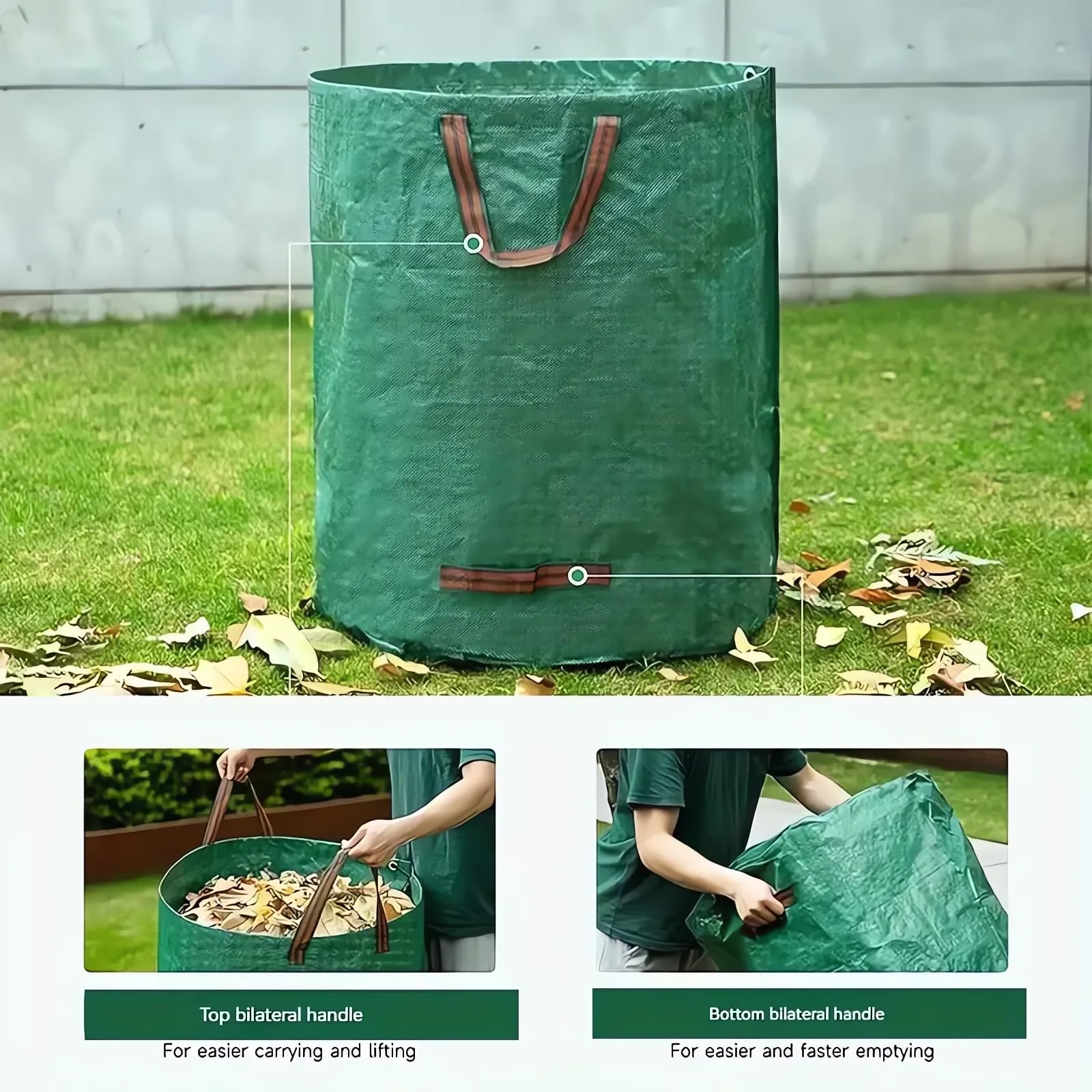 Professional 2-Pack 72 Gallon Heavy Duty Lawn & Garden Bags - Reusable Yard Waste Bags for Gardening Clippings, Leaves, and Lawn Debris | Perfect for Yard Cleanup, Composting, and Leaf Collection