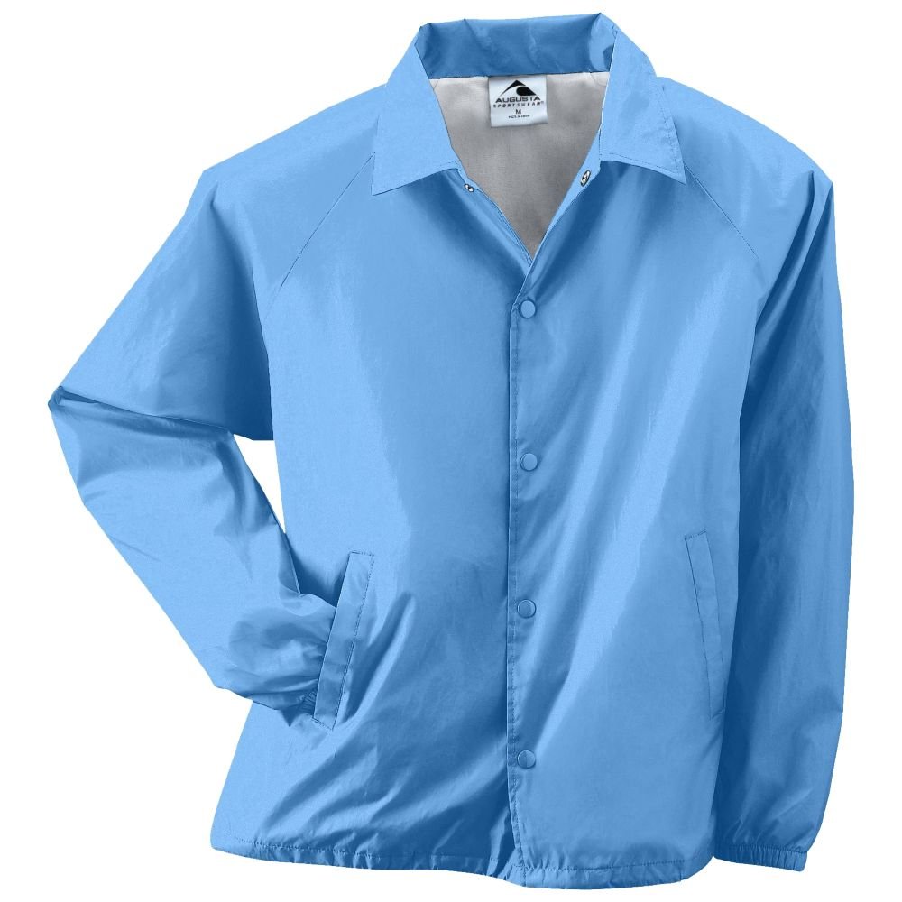 Augusta Activewear Nylon Coach's Jacket - Lined Columbia Blue XXL | Lightweight Water-Resistant Windbreaker for Outdoor Sports & Casual Wear