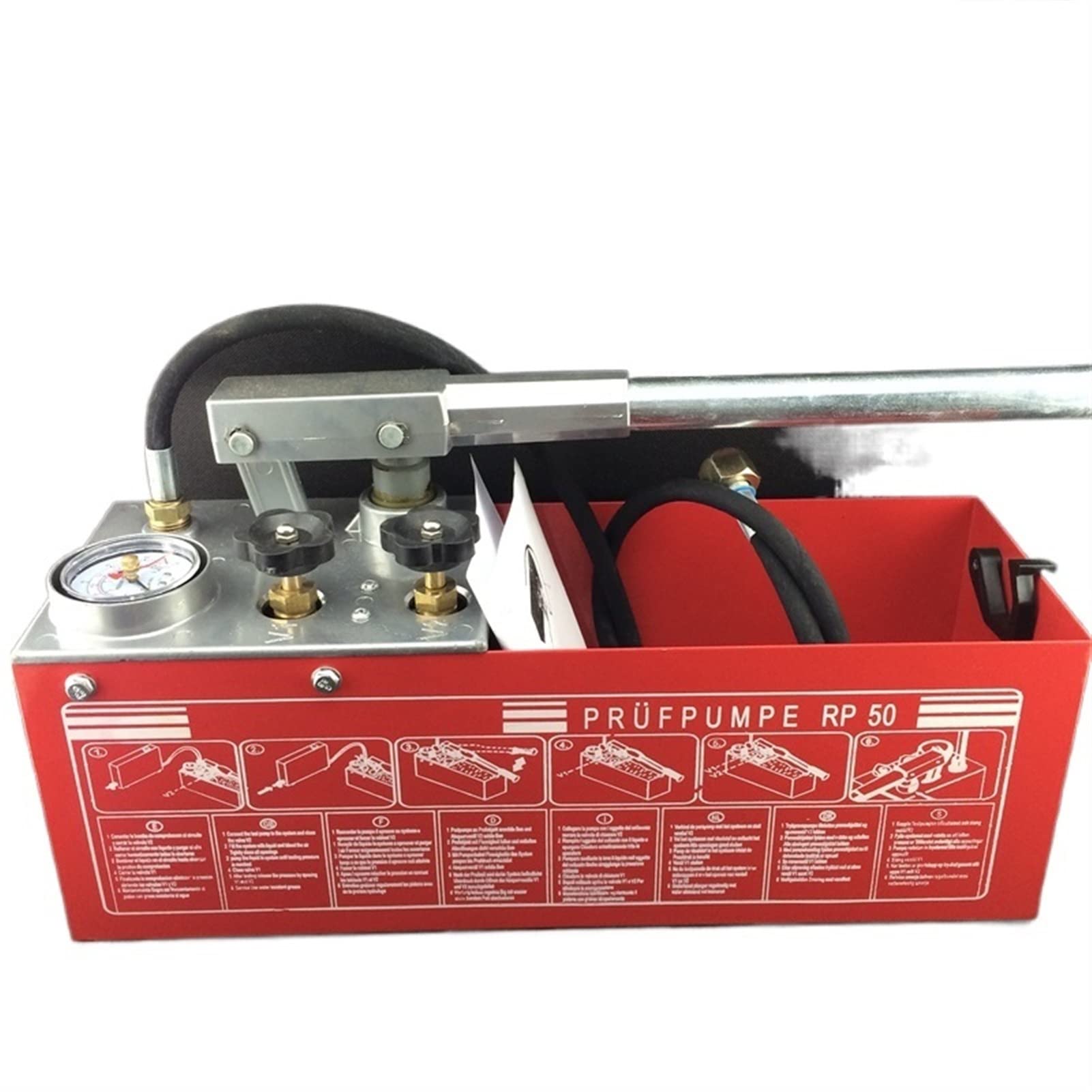 Mini Hydraulic Hand Pump 5MPa - Portable Water Pipe Pressure Tester for Pipeline Leak Detection (Red) - Ideal for Plumbing Maintenance, HVAC Systems & Industrial Pipe Testing