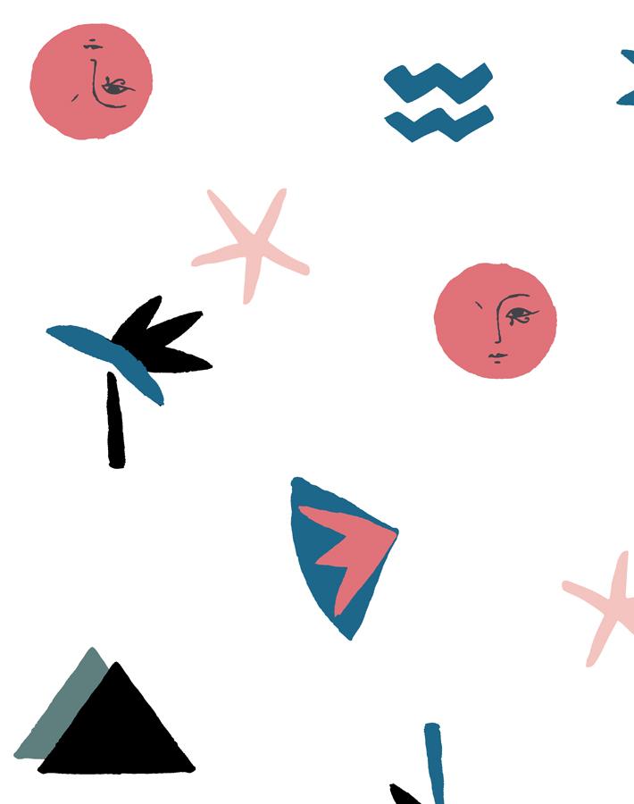 Egyptian Icons Wallpaper in Cadet Blue by Tea Collection - Perfect for Nursery, Kids Room Decor & Themed Bedrooms