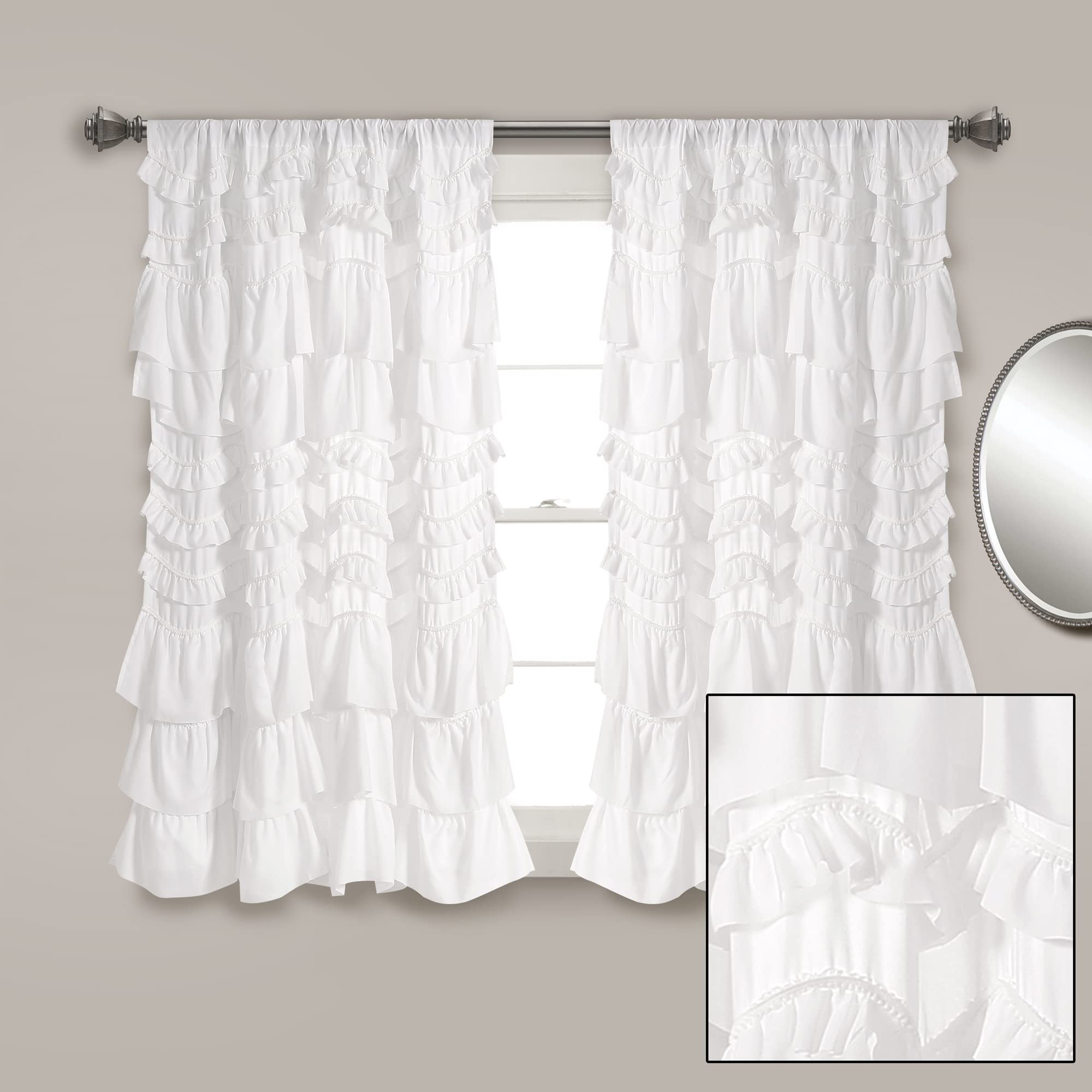 Lush Decor Kemmy White Window Curtain Panel - 63