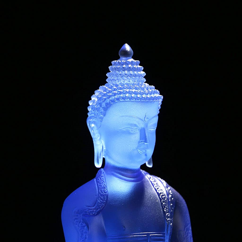 Hand-Blown Glass Buddha Statue - Zen Meditation Sculpture for Home & Office Decor, Exquisite Craftsmanship, Perfect Gift for Meditation & Mindfulness (Blue) - Ideal for Yoga Studios, Meditation Spaces & Spiritual Gifts
