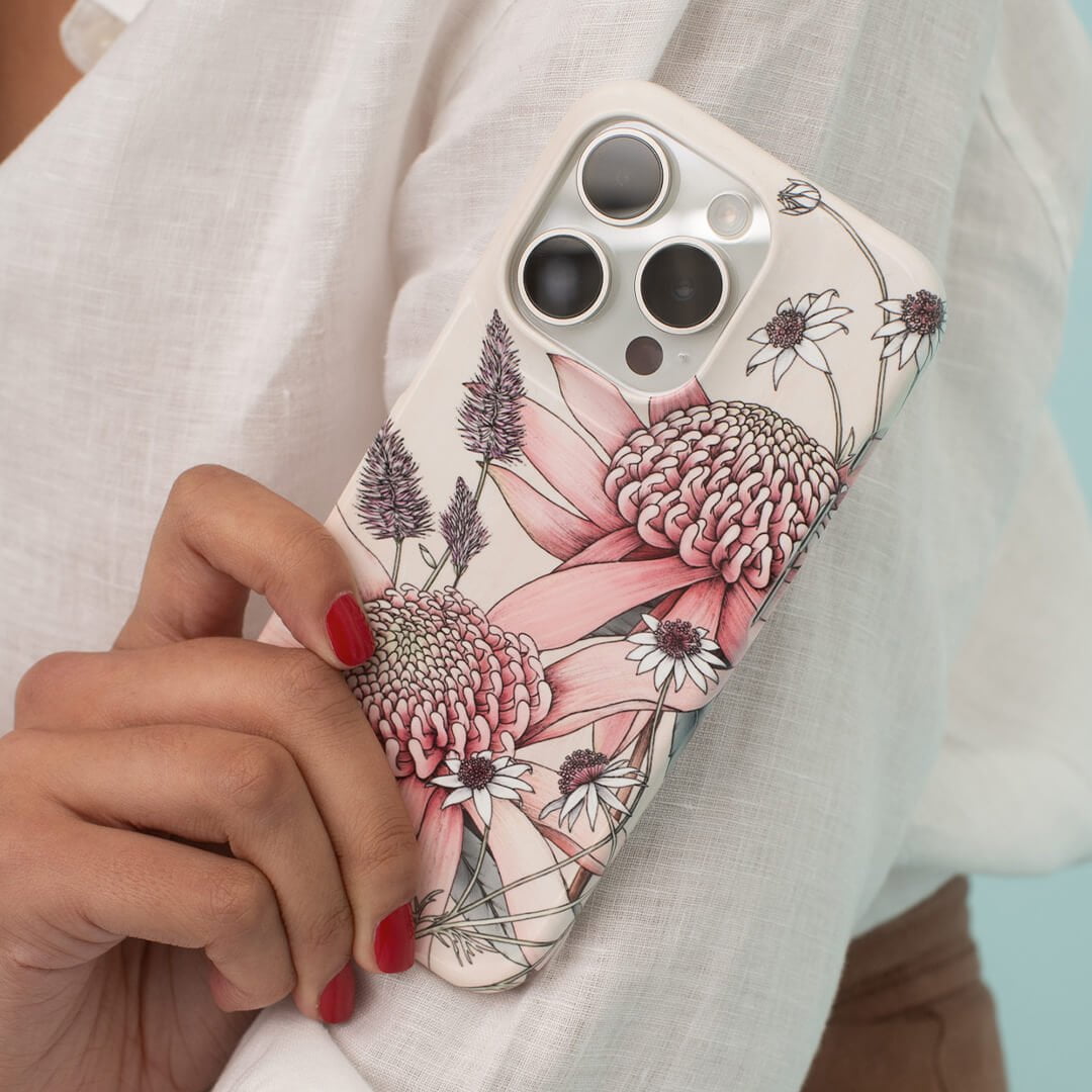 Pink Waratah Flower iPhone Case - Shockproof & Slim Protective Cover for iPhone 12/13/14/15 Pro Max - Perfect for Outdoor Adventures, Travel & Daily Use