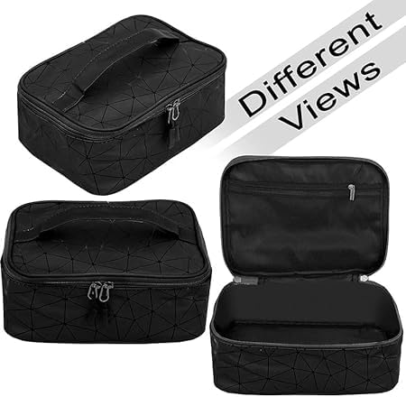 Flywind Women's Waterproof Travel Makeup Bag - Cosmetic Organizer Pouch for Women & Girls | Vanity Case for Makeup Storage | Perfect for Travel, Gym & Daily Use (Black)