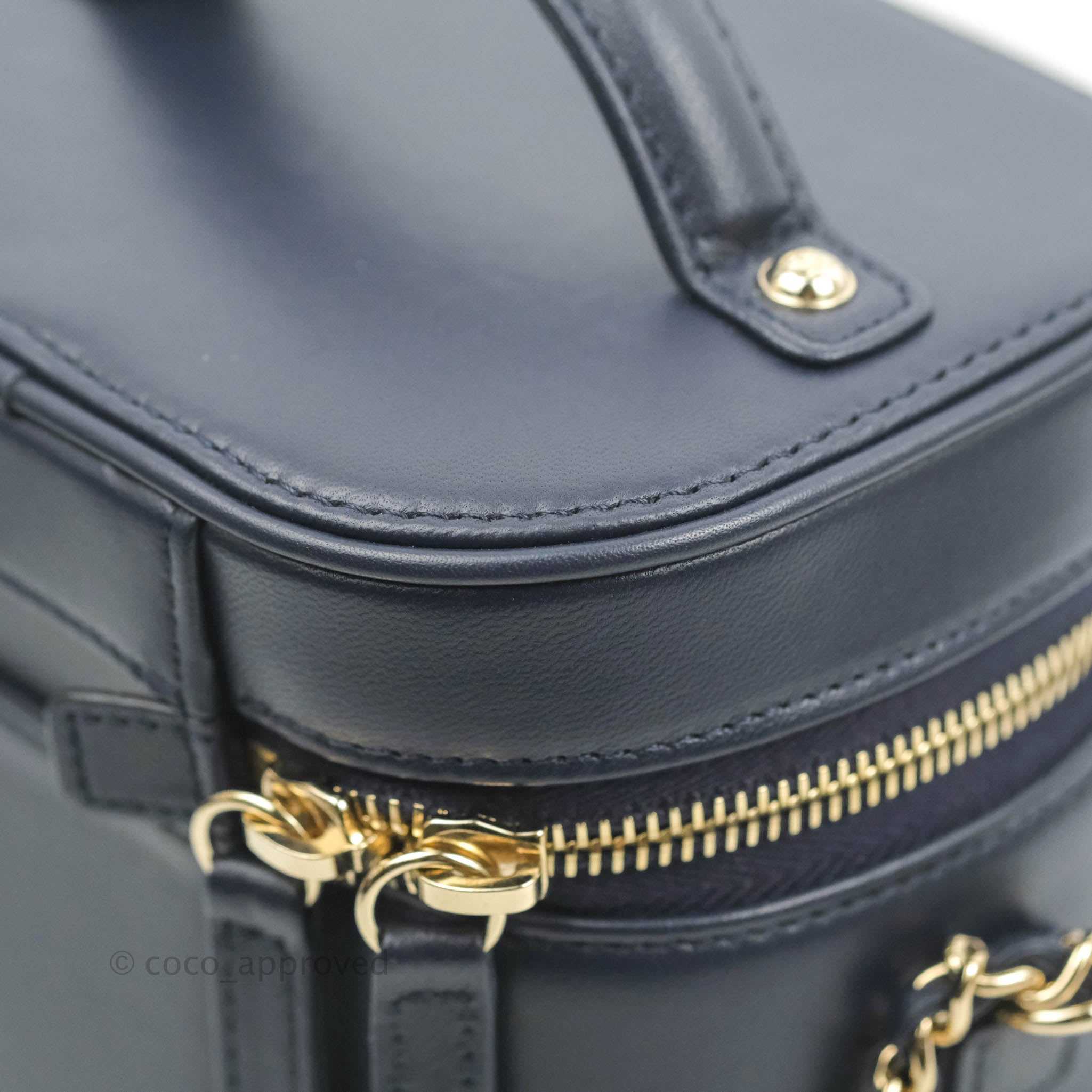Chanel CC Mania Vanity Case in Navy Lambskin with Gold Hardware - Luxury Crossbody Bag for Women, Perfect for Evening Events & Travel Accessories
