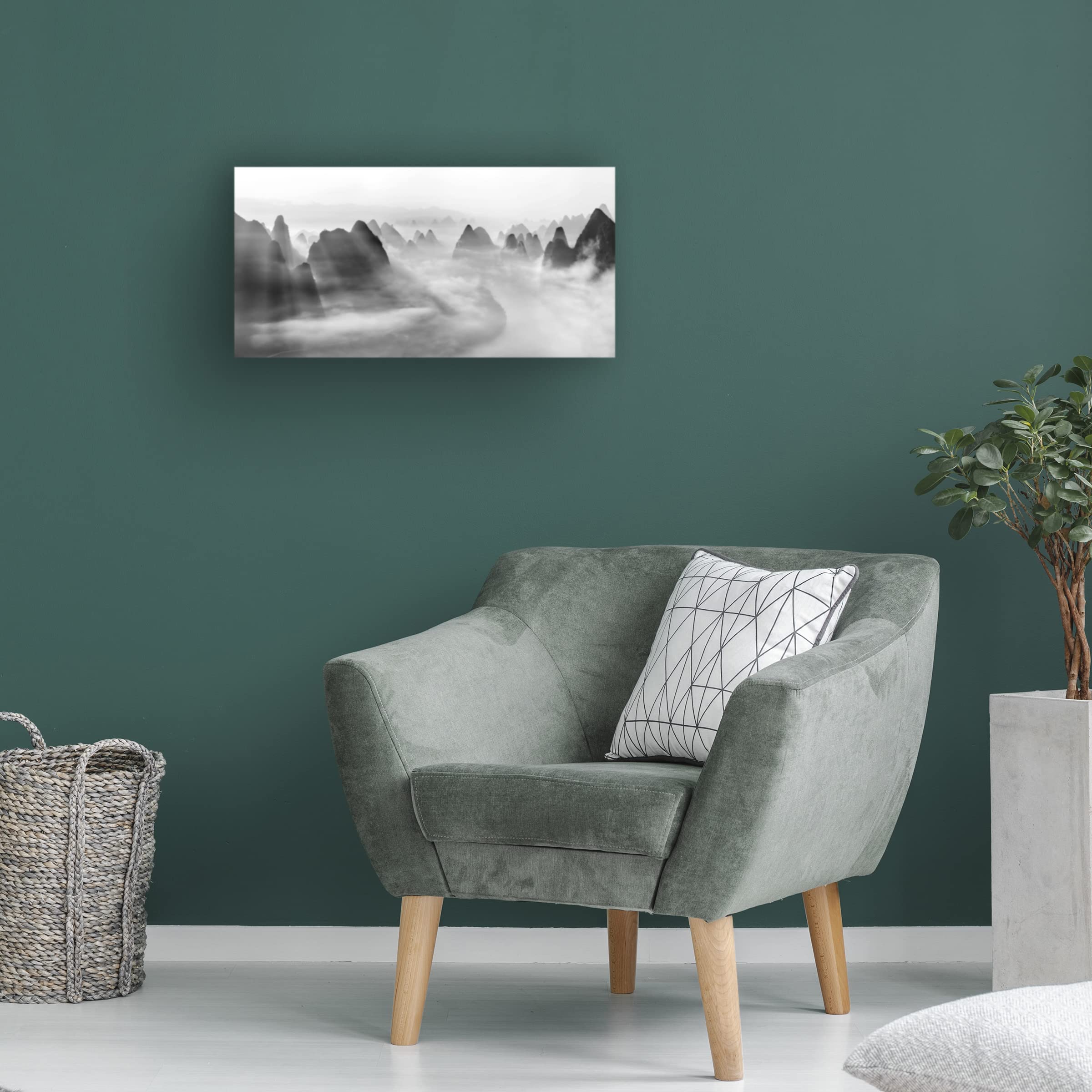 Trademark Fine Art 'Yangshuo Morning Fog' Landscape Canvas Painting by Hua Zhu - Perfect for Living Room, Bedroom & Office Wall Decor