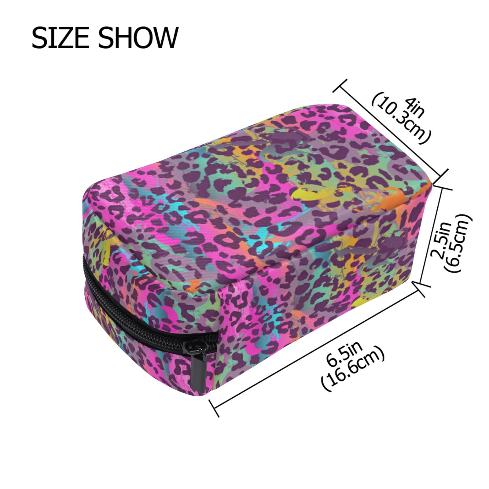 Colorful Leopard Print Makeup Bag for Women Travel | Small Cosmetic Organizer with Compartments | Perfect for Toiletries & Travel Essentials