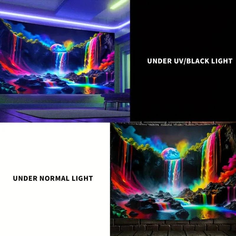 Stunning Mountain Waterfall with Rainbow Wall Art - Nature Landscape Canvas Print for Home & Office Decor | Perfect for Living Room, Bedroom, or Meditation Space