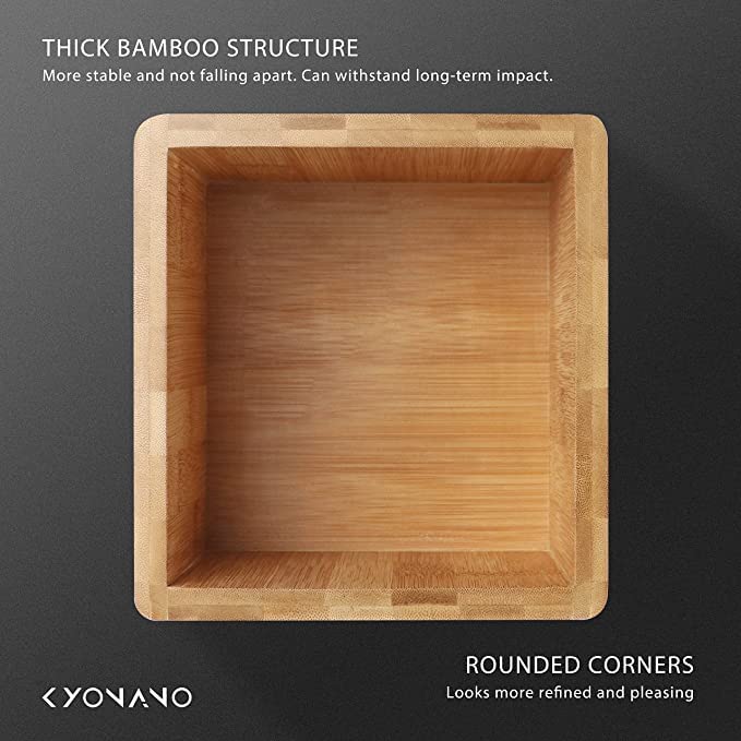 KYONANO Espresso Knock Box - Durable Bamboo & Stainless Steel Coffee Grounds Container with Non-Slip Base - Perfect for Home Baristas & Coffee Shops - Essential Espresso Accessory for Latte, Cappuccino & Americano Brewing