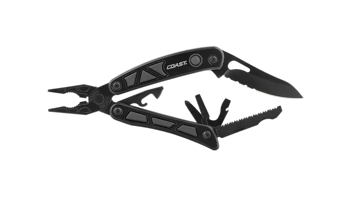 Coast LED155 Multi Tool with LED Lights – 13-in-1 Function Spring-Loaded Pliers, Stainless Steel Handle, 3-Inch Blade & Sheath – Perfect for Camping, Hiking, Emergency & Everyday Carry (EDC)
