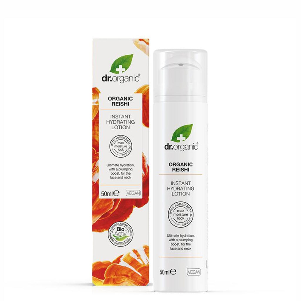 Dr Organic Instant Hydrating Lotion with Organic Reishi Mushroom Extract | Fast-Absorbing Moisturizer for Dry Skin | Perfect for Daily Use & Travel Skincare Routine