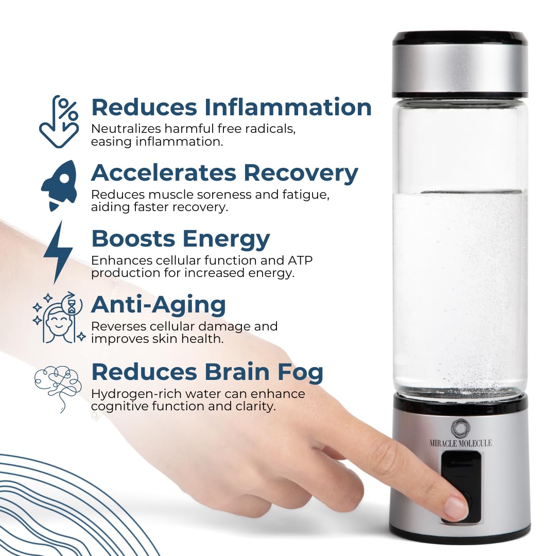 Premium Hydrogen Water Bottle Generator with 5 PPM & SPE 2024 Technology - Pure Hydrogen Infused Water Maker for Hydration, Detox & Wellness - Perfect for Home, Gym, Travel & Office Use
