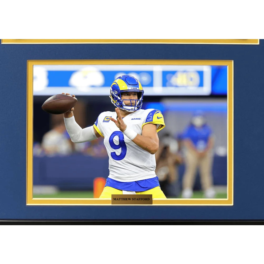 Los Angeles Rams Fan License Plate Framed Collage - Matthew Stafford Memorabilia for Sports Fans | Perfect for Man Cave, Game Room & Football Gifts
