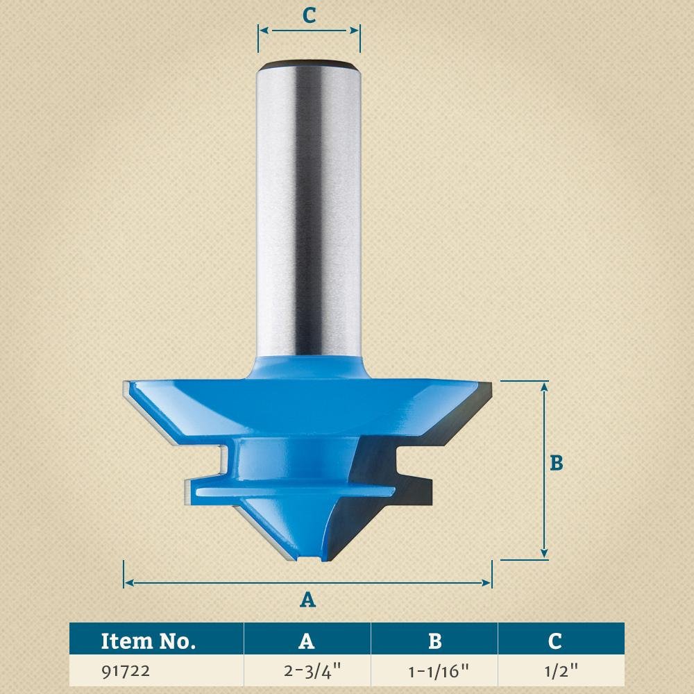 45 Degree Lock Miter Router Bit - Premium Woodworking Tool for Perfect 45° Joints | Ideal for Cabinet Making, Picture Frames & Furniture Building