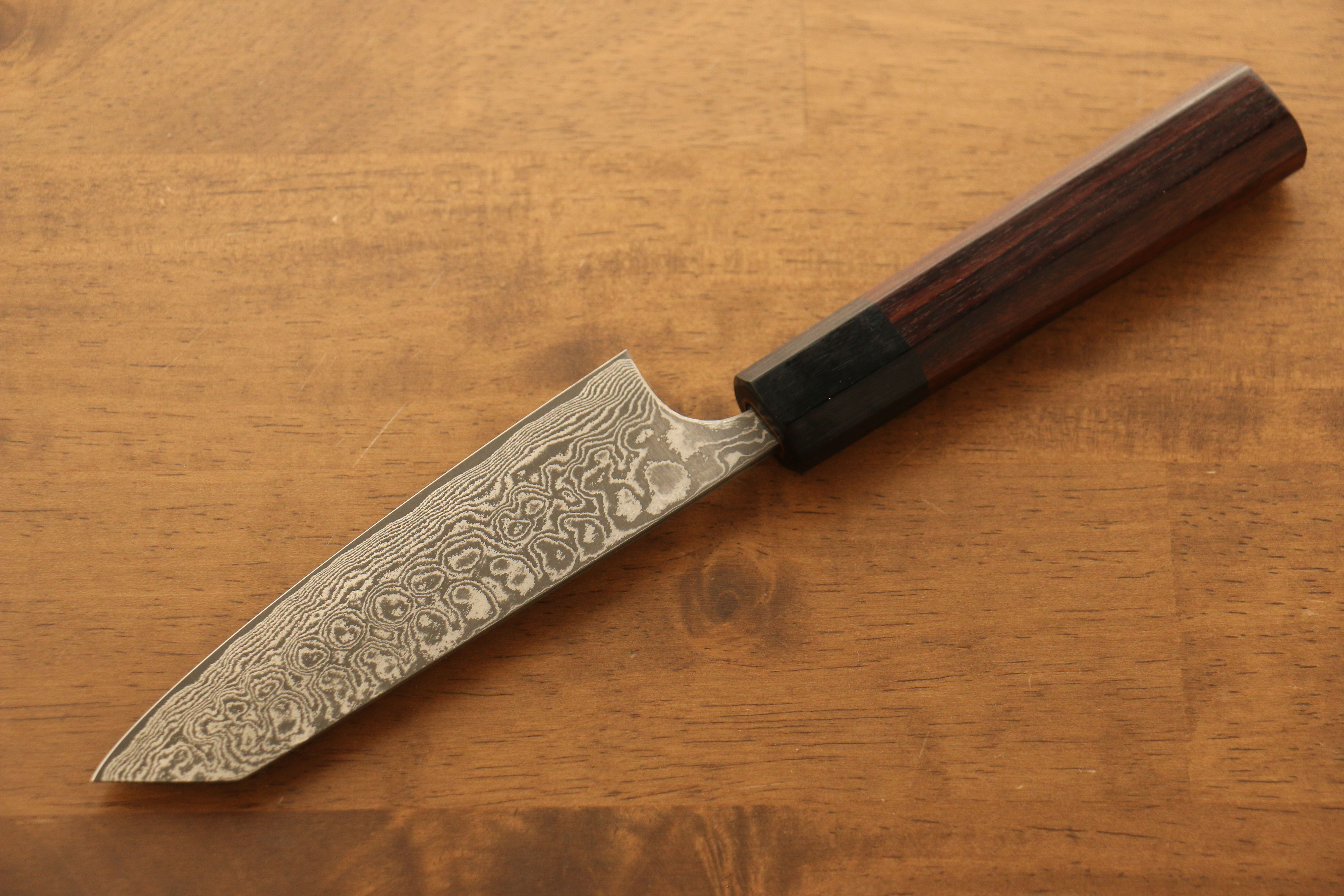 Masakage Kumo VG10 Damascus Small Bunka Knife 120mm with Shitan Handle - Premium Japanese Kitchen Knife for Slicing, Dicing & Precision Cutting