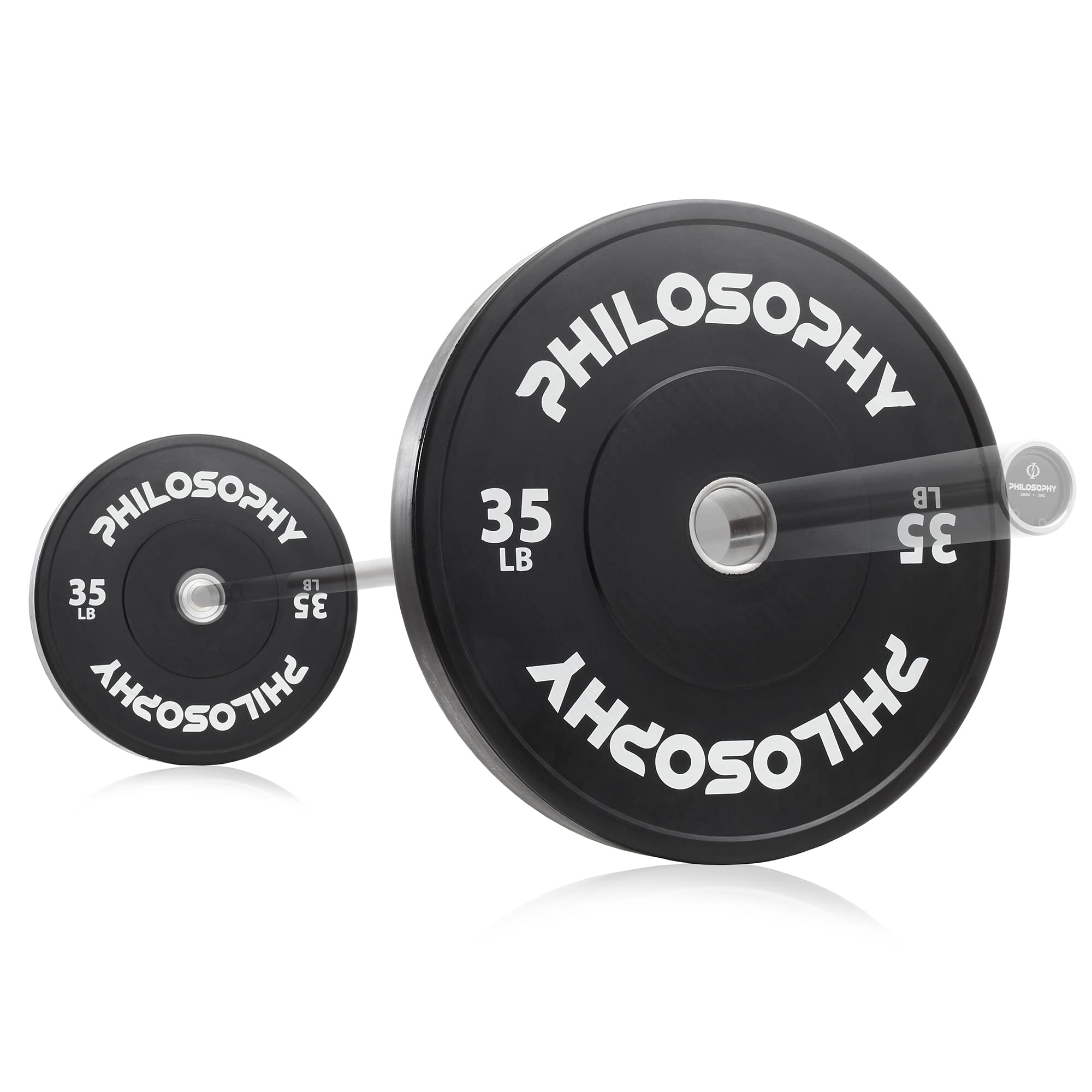 Olympic 2-Inch Rubber Bumper Plates - Set of 2 Black Gym Weight Plates for CrossFit, Powerlifting & Home Workouts