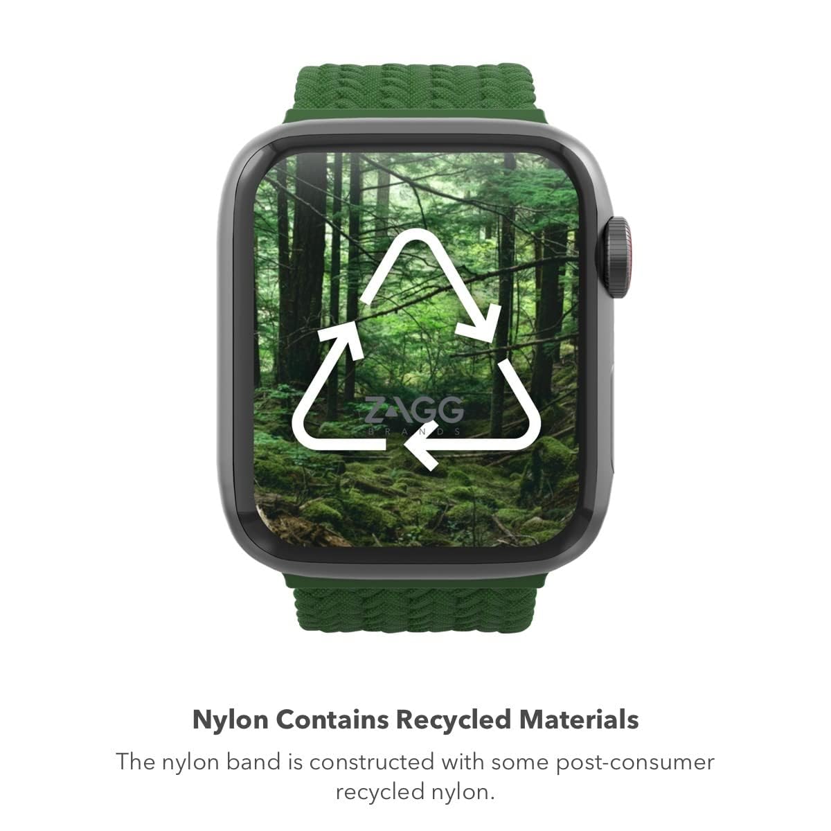 ZAGG Gear4 Braided Stretchy Solo Loop Band for Apple Watch 38mm 40mm 41mm - Medium Size (MD) - Forest Green - Compatible with iWatch Series 7/6/SE/5/4/3/2/1 - Elastic Strap Wristband - Perfect for Workouts, Running & Everyday Wear
