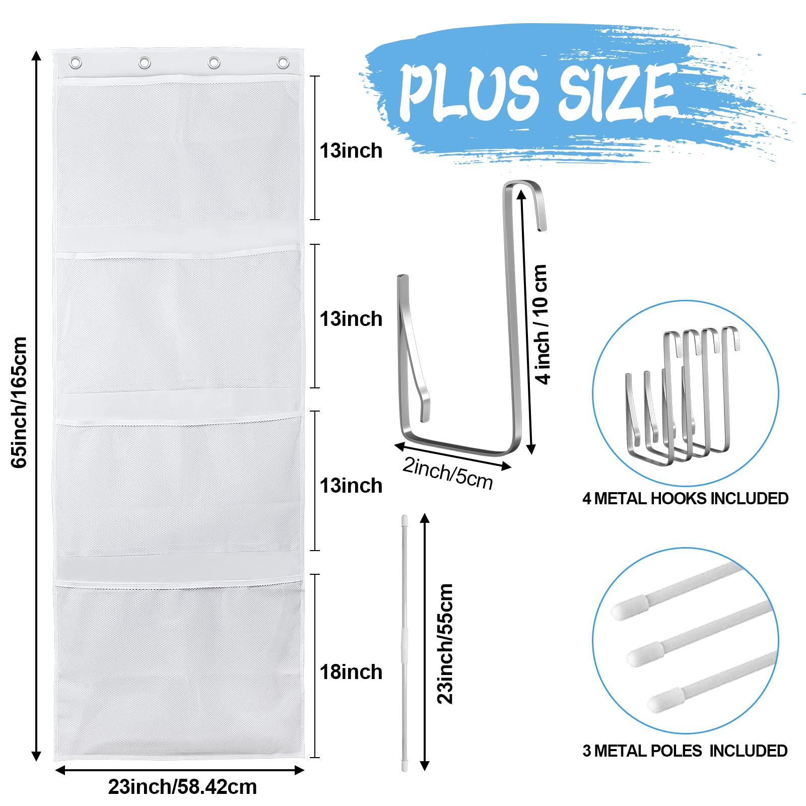 Over The Door Stuffed Animal Storage Organizer - Large White Hanging Toy Organizer for Kids' Room, Nursery, and Playroom Organization