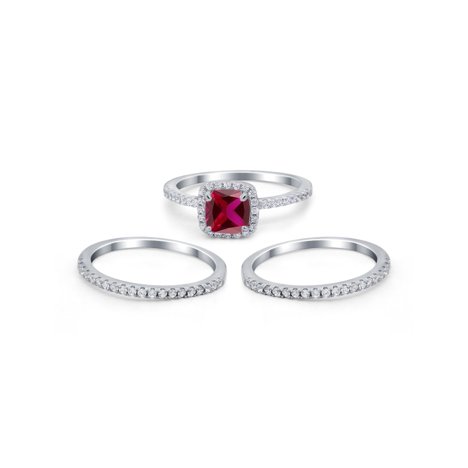 3-Piece Wedding Ring Set Round Cubic Zirconia 925 Sterling Silver Bridal Band for Women - Perfect for Engagement, Anniversary & Special Occasions