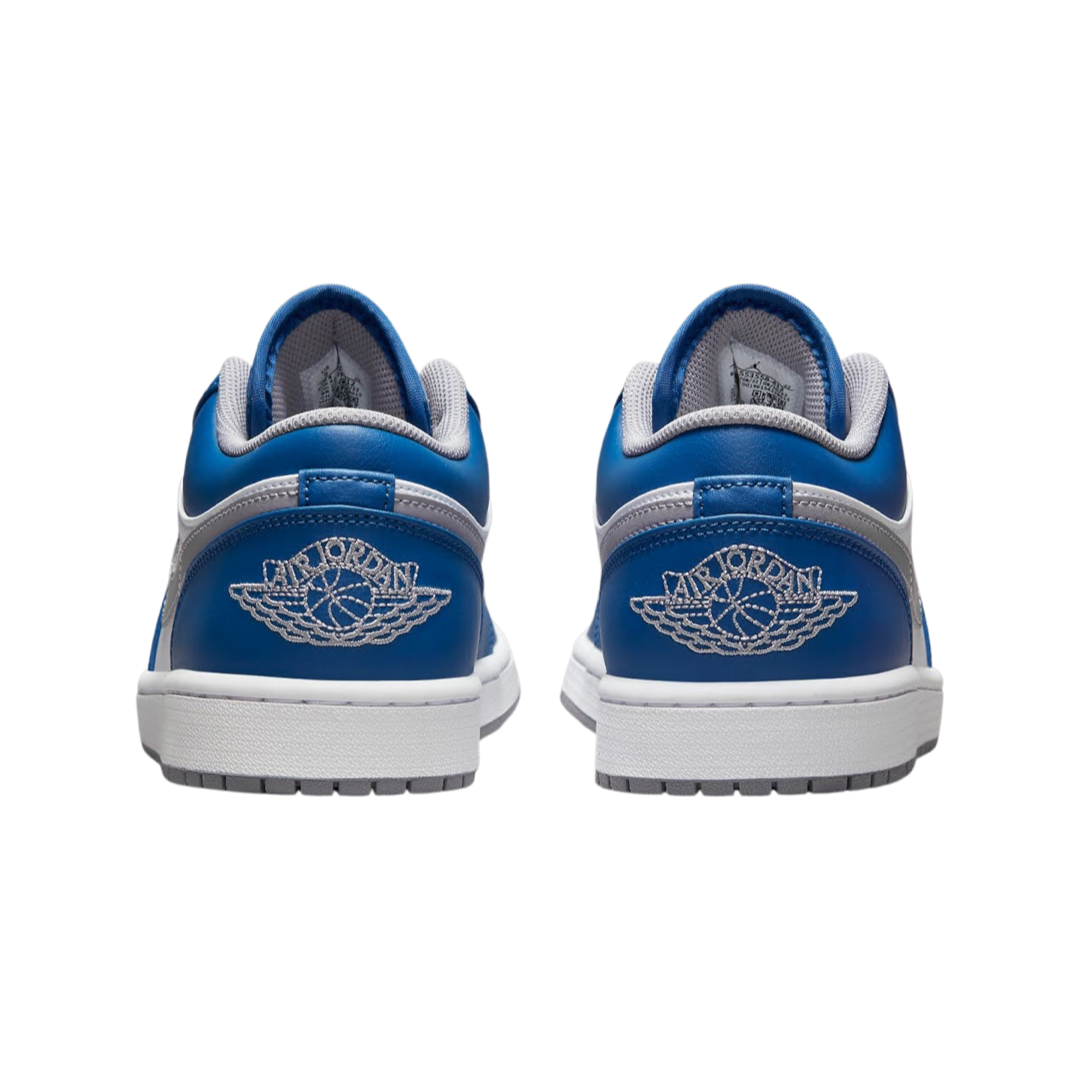 Air Jordan 1 Low Sneakers - True Blue, Cement Grey & White Colorway - Men's Basketball Shoes for Casual Wear & Street Style