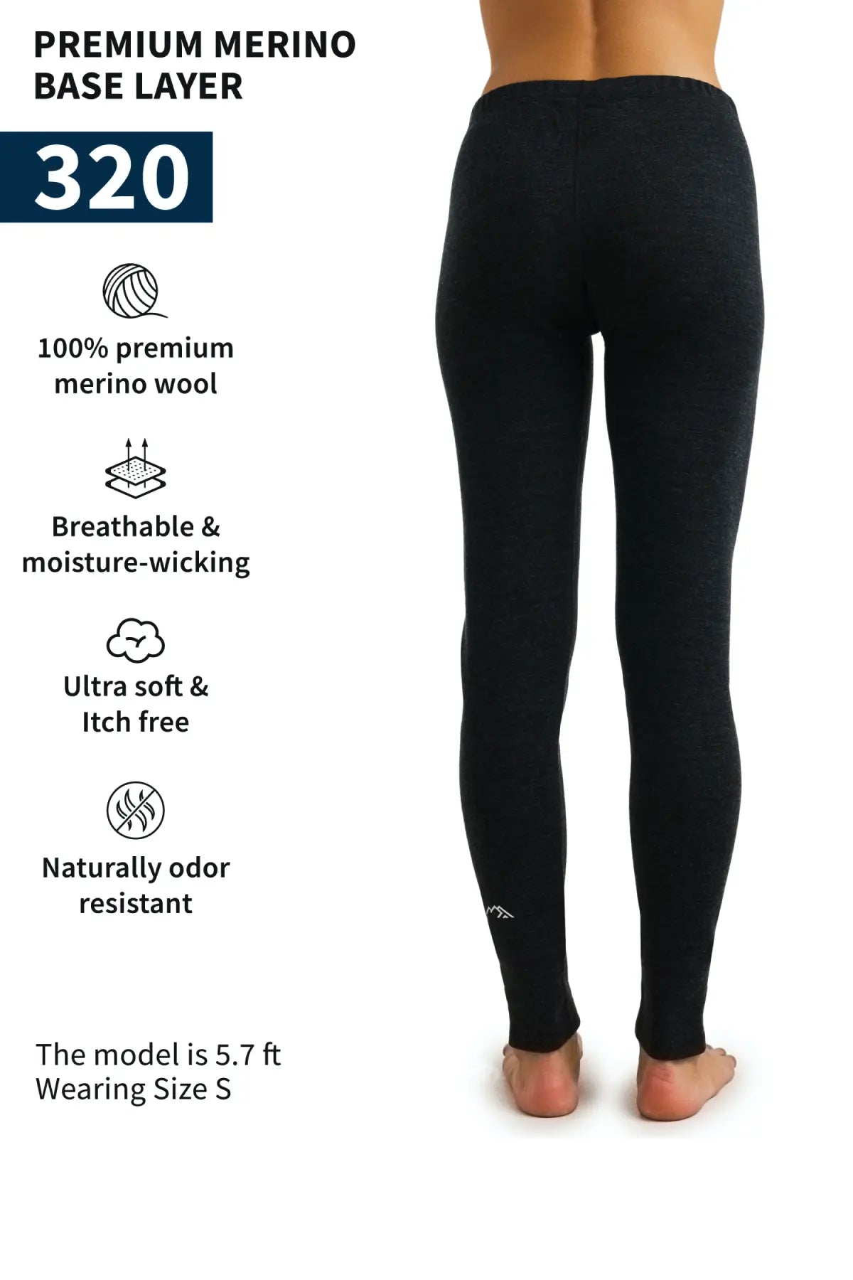 Premium Women's Merino Wool Pants 320 - Soft & Warm Charcoal Grey Trousers for Hiking, Travel & Winter Comfort