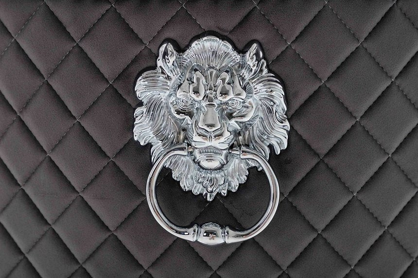 Luxury Black Velvet Dining Chairs with Deep Tufting & Lion Knocker - Set of 2 for Elegant Dining Room & Home Decor
