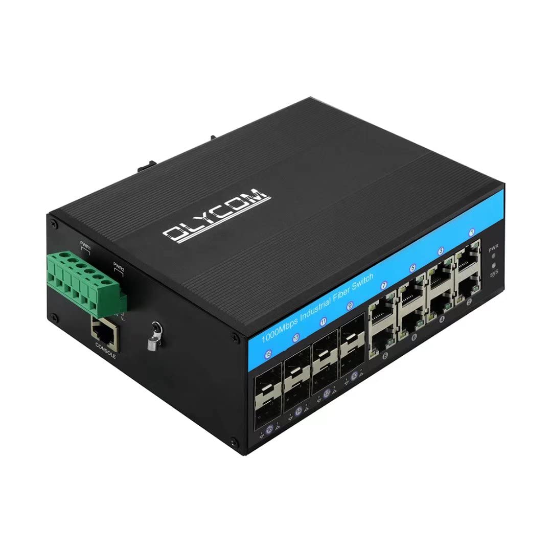 8 Port POE Managed Outdoor Switch - 10/100/1000Mbps with 8 SFP Ports, Din Rail Mount, VLAN, QoS, STP/RSTP - Ideal for Industrial Networks, Security Cameras & Outdoor WiFi Systems