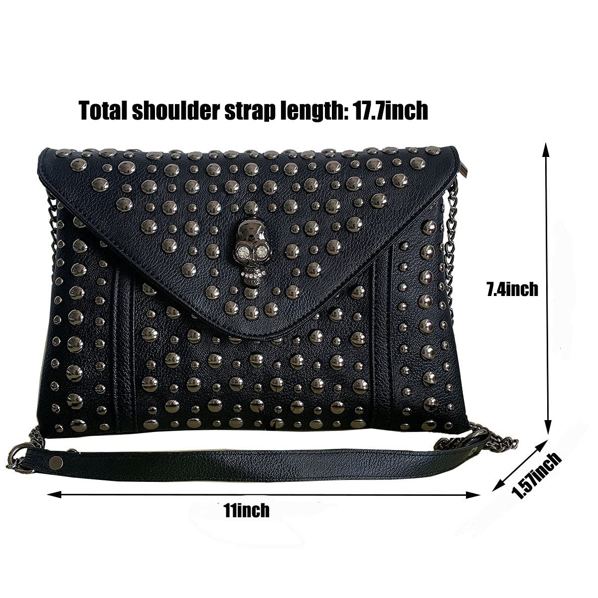 Stylish Studded Skull Shoulder Bag for Women - Punk Rock PU Leather Crossbody Purse with Rivet Details | Perfect for Concerts, Night Out & Gothic Fashion