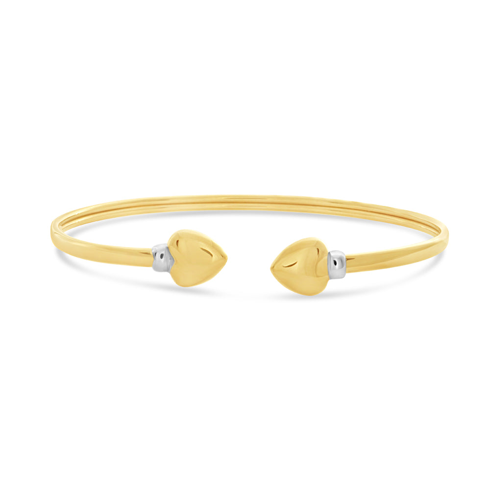 9ct Two Tone Gold Filled Heart Cuff Bangle Bracelet for Women - Elegant Valentine's Day Gift, Anniversary Jewelry for Her - Perfect for Romantic Dates & Special Occasions