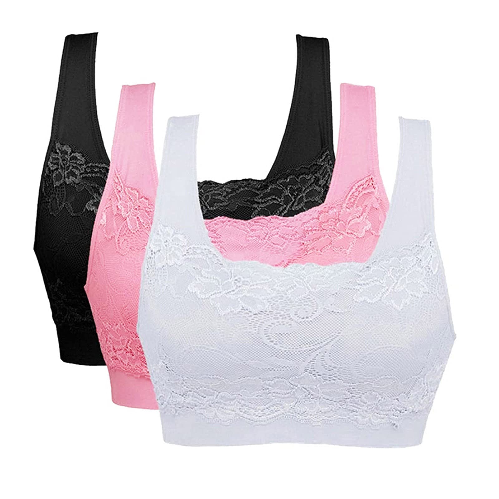 3PC Women's Aligament Stretch Sports Yoga Bra Set - Underwire Push-Up Padded Support for Workout, Gym & Yoga | Comfortable No Shoulder Straps for Active Lifestyle
