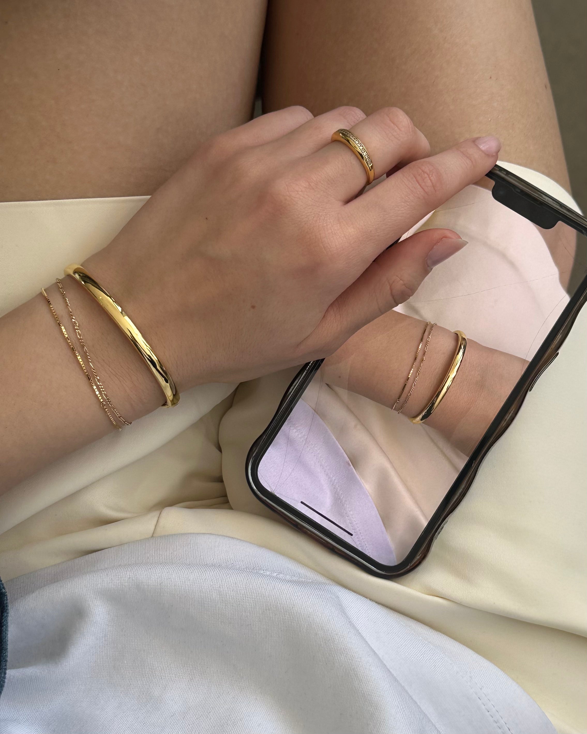 Tate Dome Bangle Bracelet - Elegant Minimalist Gold Plated Cuff for Women | Perfect for Everyday Wear, Office & Special Occasions