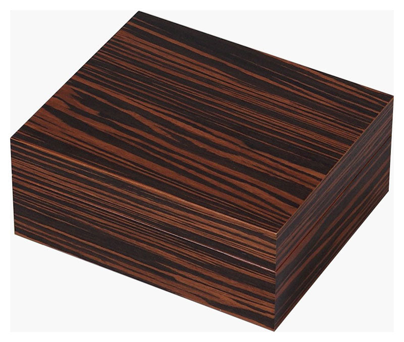 Premium Monteccino Ebony Wood Veneer Desktop Humidor - 50 Cigar Capacity, Hygrometer & Humidifier - Perfect for Home, Office, or Gift for Cigar Enthusiasts