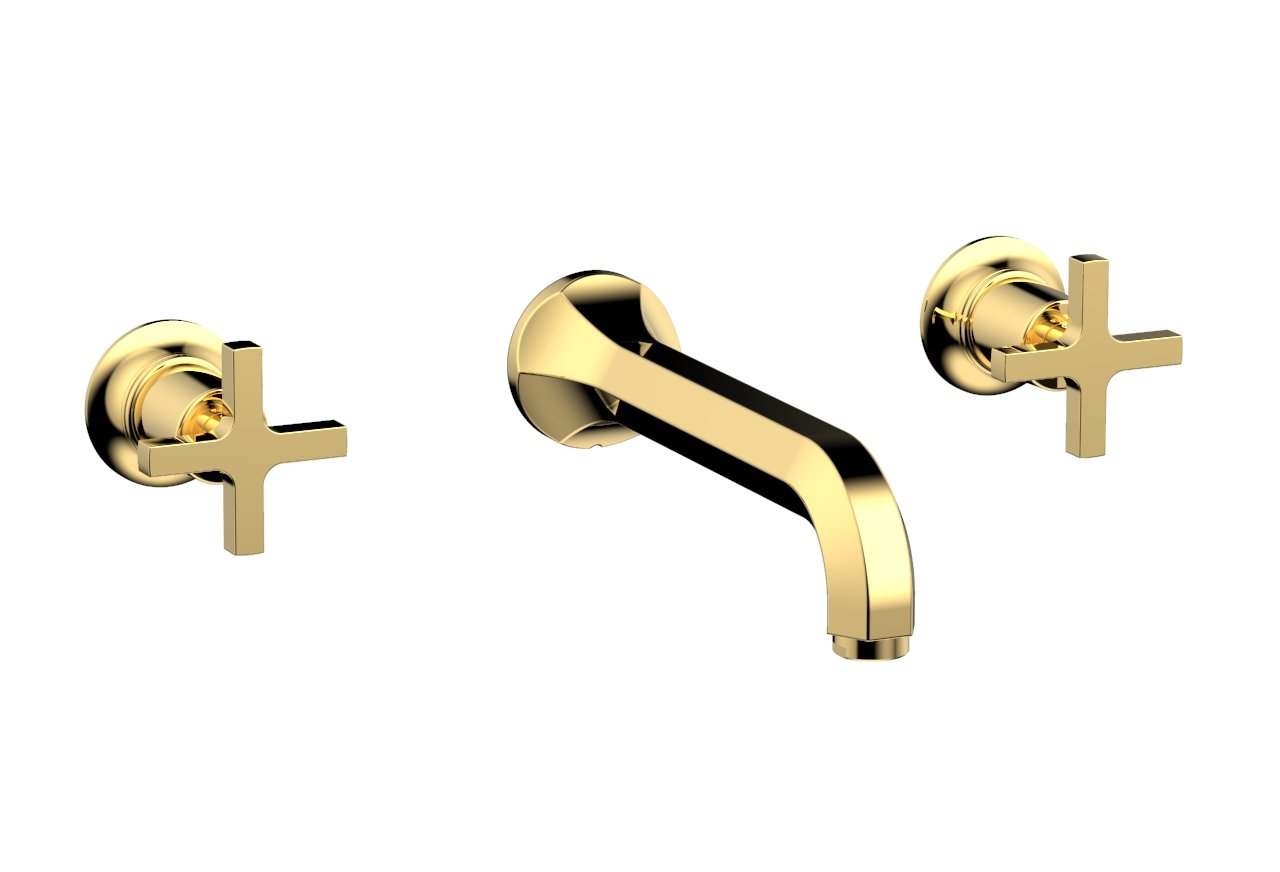 HEX MODERN Wall Tub Faucet Set with Cross Handles - Model 501 56 - Perfect for Bathroom Renovation and Modern Home Decor