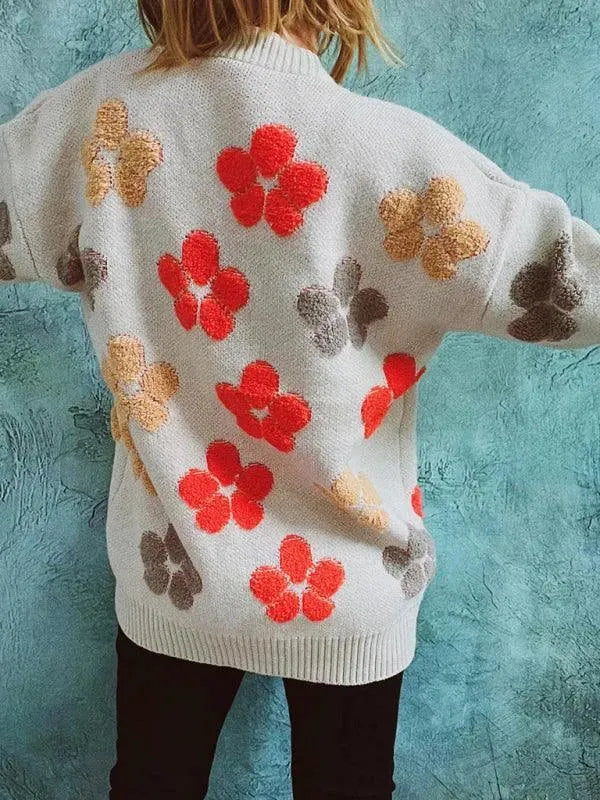 Stylish Jacquard Pocket Cardigan for Women - Cozy Knit Sweater for Casual Wear, Office & Fall Outfits