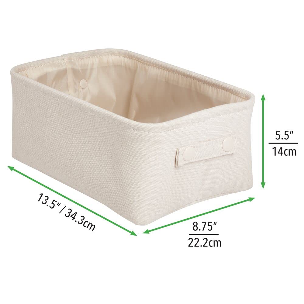 Soft Cotton Fabric Closet Storage Organizer Bin Basket with Lined Interior & Handles - 2 Pack Cream/Beige - Perfect for Bathroom Vanity, Cabinet, Shelf & Countertop Organization