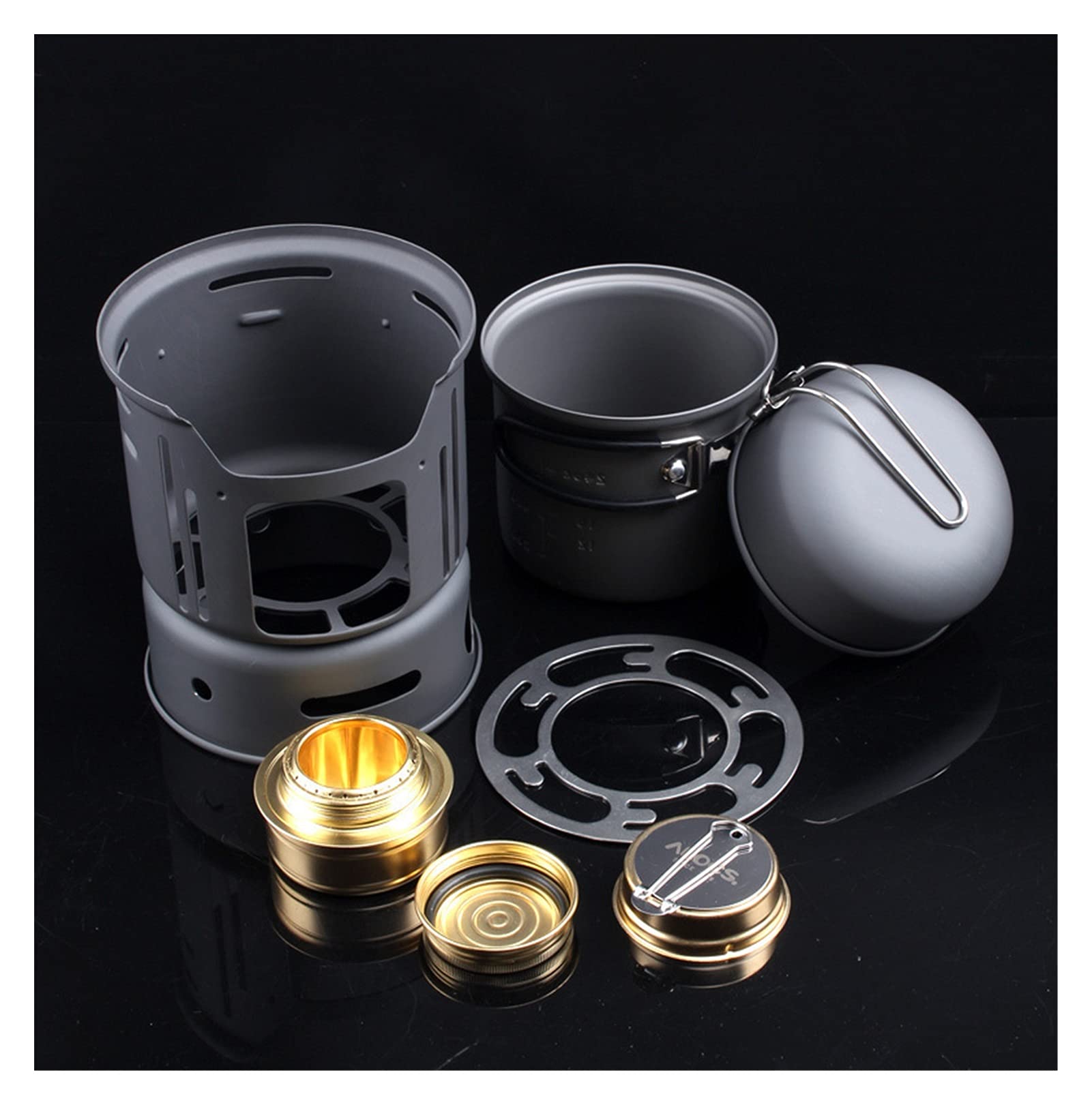 Glaceon Alocs Camping Cookware Set - 7 Piece Lightweight Outdoor Cooking Kit with Alcohol Stove & Picnic Pots (CW-C01) | Perfect for Backpacking, Hiking, Camping Trips & Outdoor Adventures