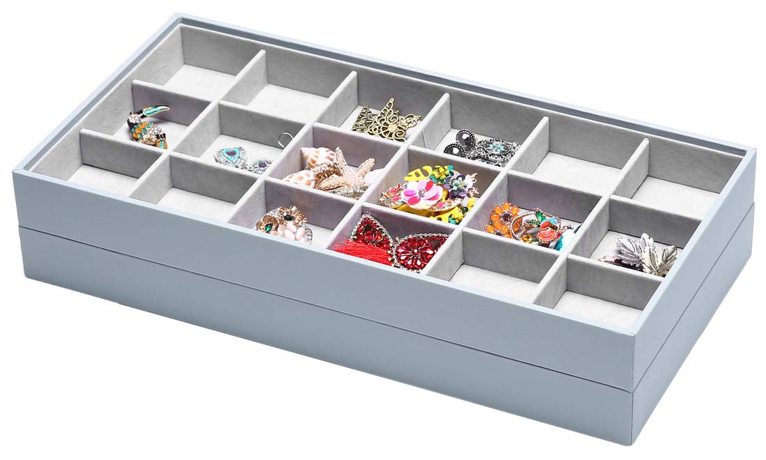 Magic Stackable Jewelry Organizer Trays - 5-Piece Set for Necklaces, Rings & Cosmetics | Closet & Dresser Drawer Storage | Perfect for Travel, Vanity & Gift Giving