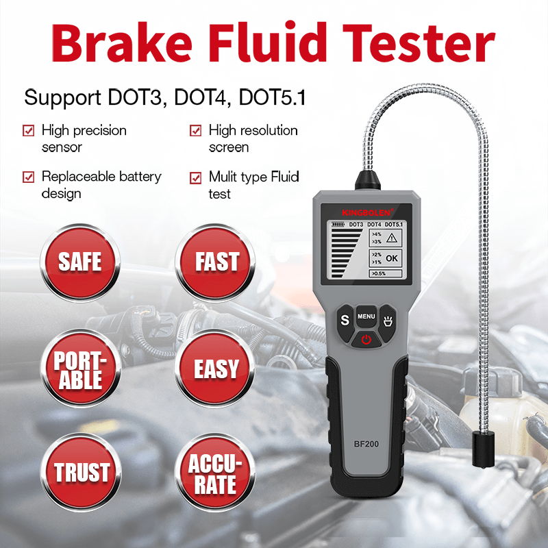 KINGBOLEN® BF200 DOT3 DOT4 DOT5.1 Brake Fluid Tester - Professional Automotive Brake Fluid Tester for Cars, Trucks & Motorcycles - Perfect for DIY Mechanics & Professional Auto Shops