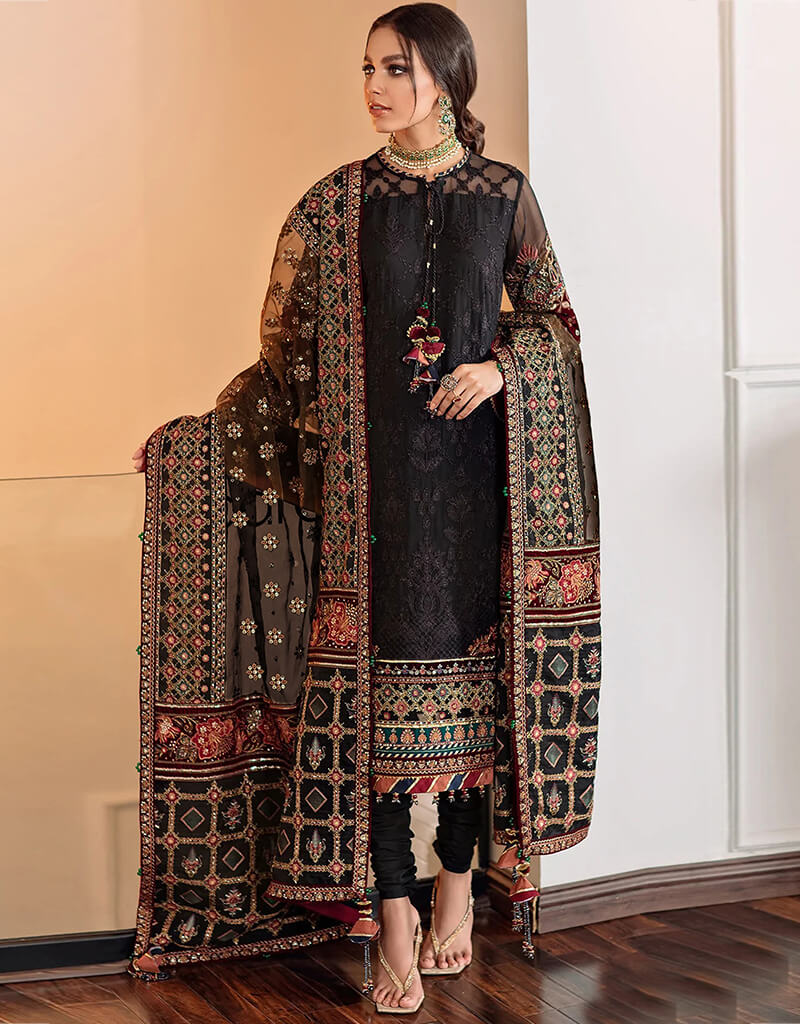 Elegant Black Georgette Chudidar Salwar Suit for Women - Traditional Indian Ethnic Wear for Weddings, Festivals & Special Occasions