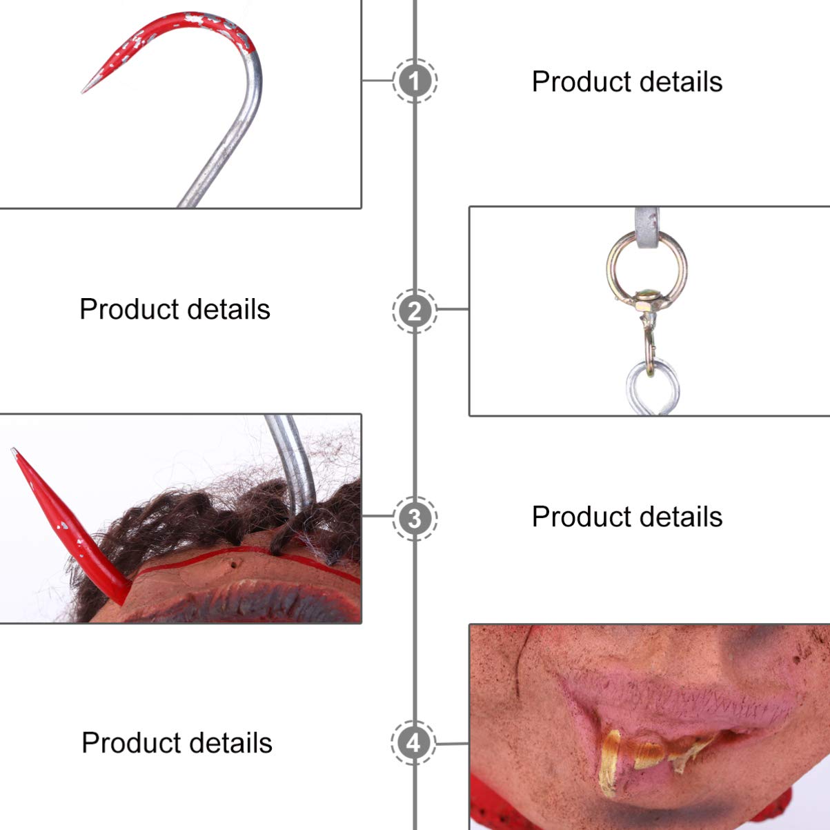 EXCEART Halloween Decorations - Realistic Severed Zombie Head with Animated Features & Alloy Tiara - Scary Hanging Prop for Haunted Houses, Yard Displays & Horror Parties