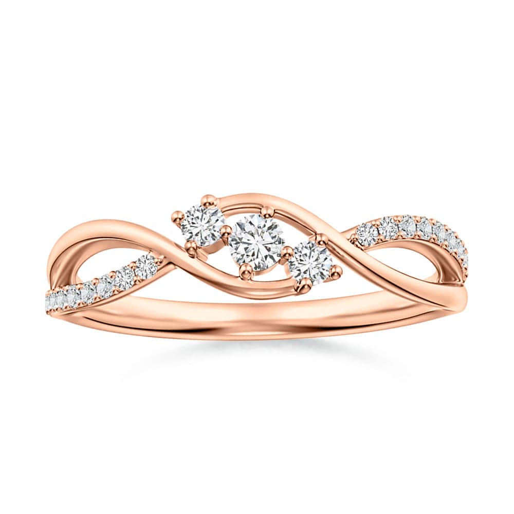 Infinity Twisted Band Three Stone Lab Grown Diamond Promise Ring - Elegant Engagement & Anniversary Jewelry for Women