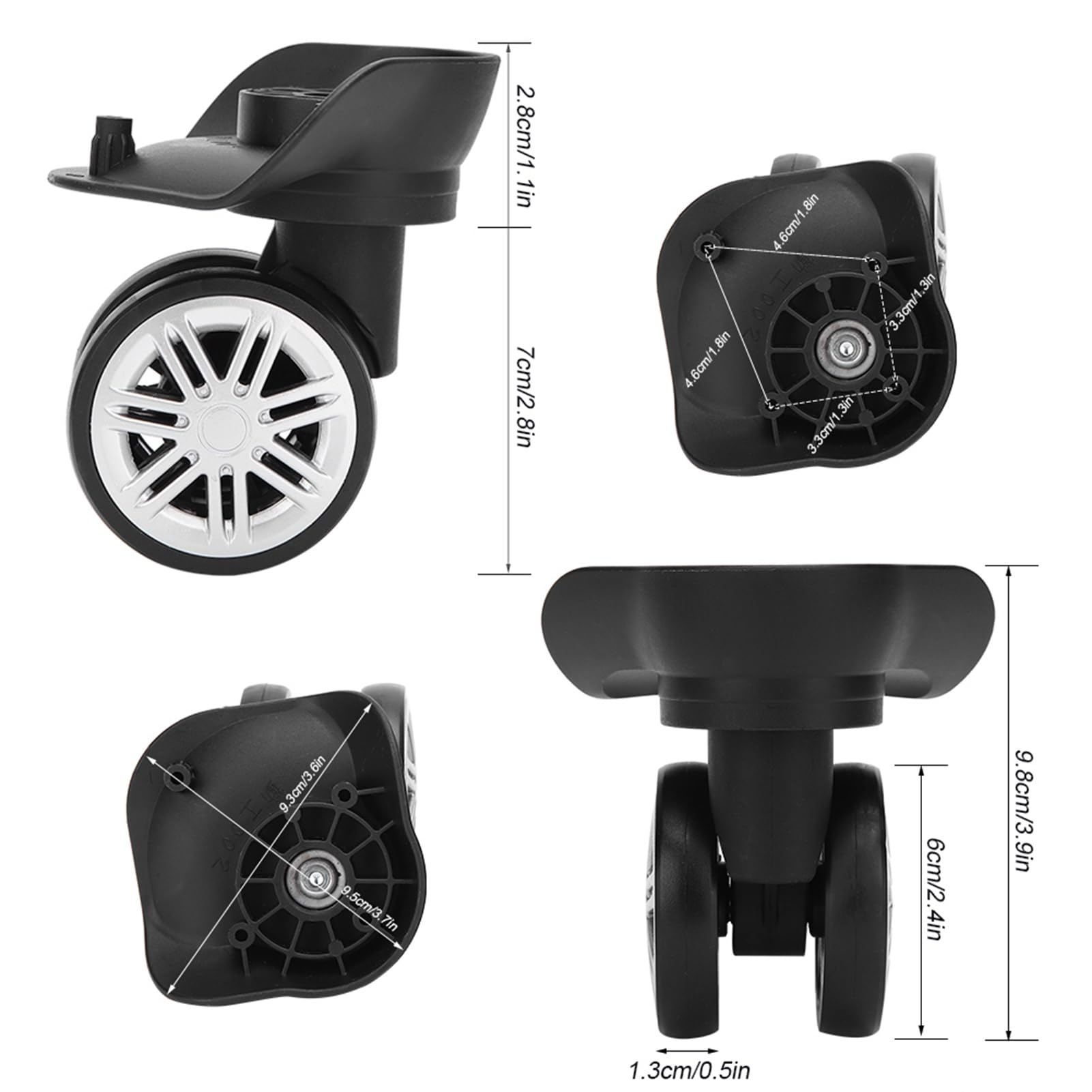 Durable Draw-Bar Box Wheels - Mute Double Row Large Suitcase Replacement Wheels for Luggage, Wear Resistant Travel Accessories - Perfect for Mountaineering, Camping & Outdoor Adventures
