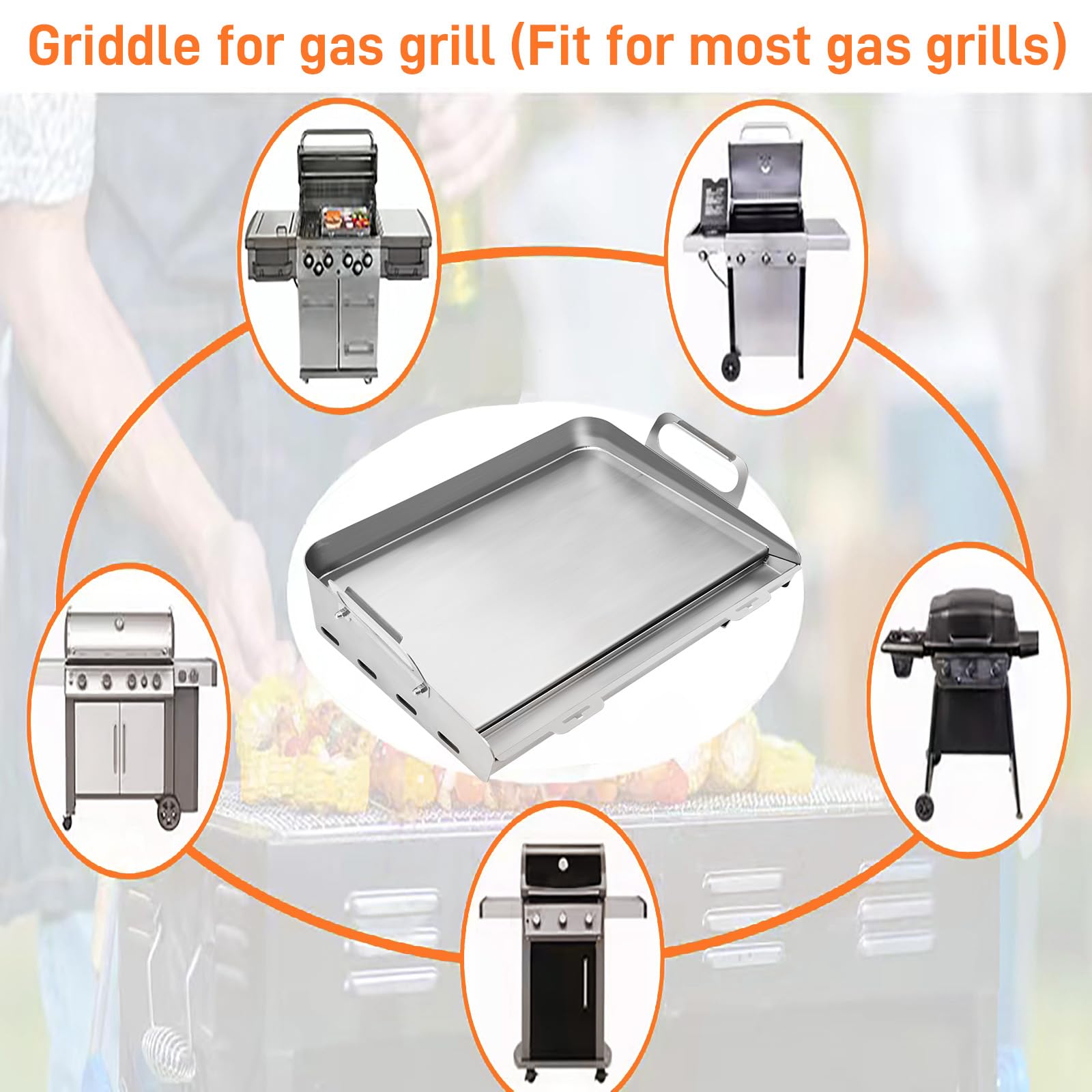 Stainless Steel Griddle for Gas & Charcoal Grill - 24