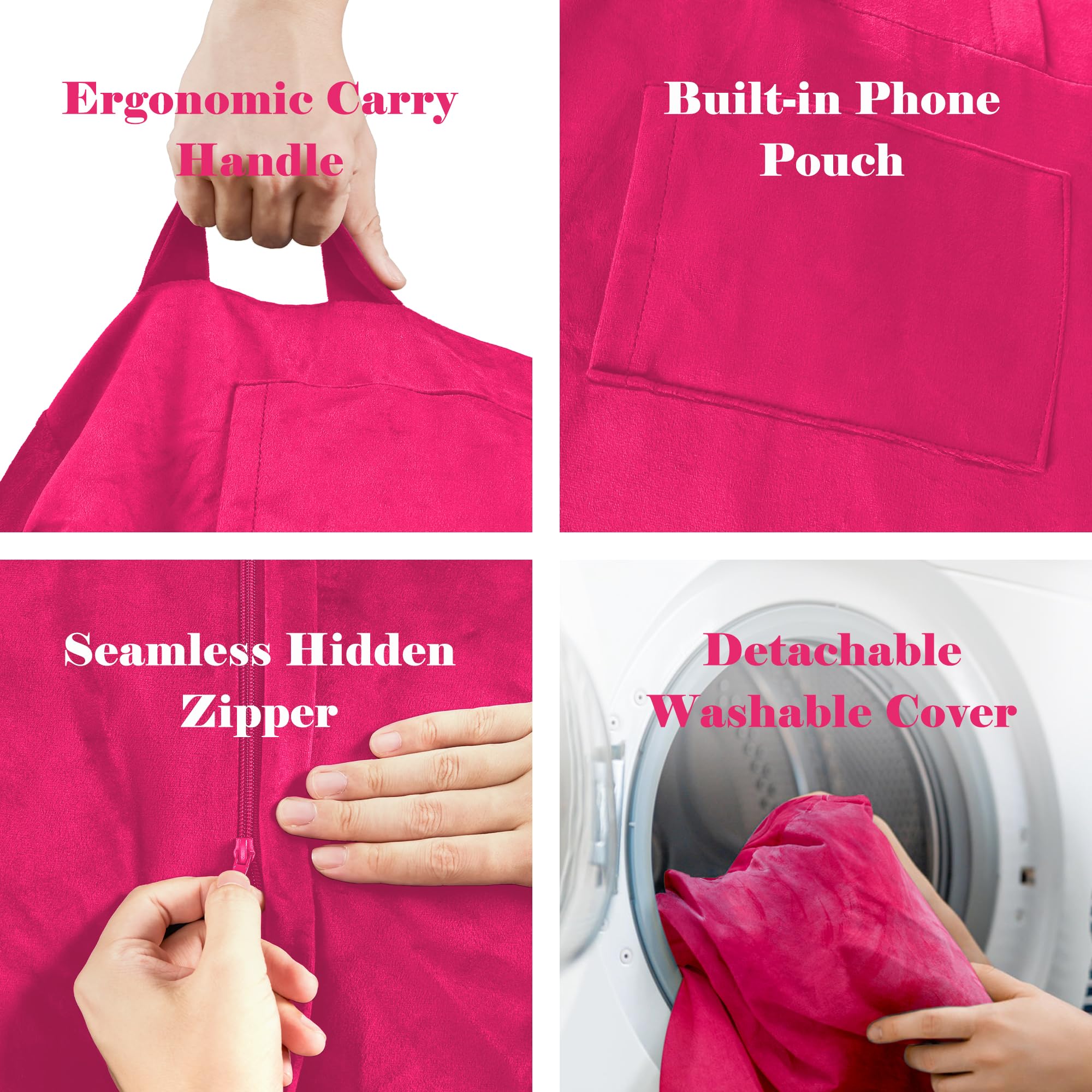**3ft Pink Bean Bag Chair for Girls & Adults - Ultra Soft Mink Bonded Cover, Memory Foam & Filler Included - Machine Washable - Perfect for Teens, Bedroom, Dorm, Lounge & Game Room**