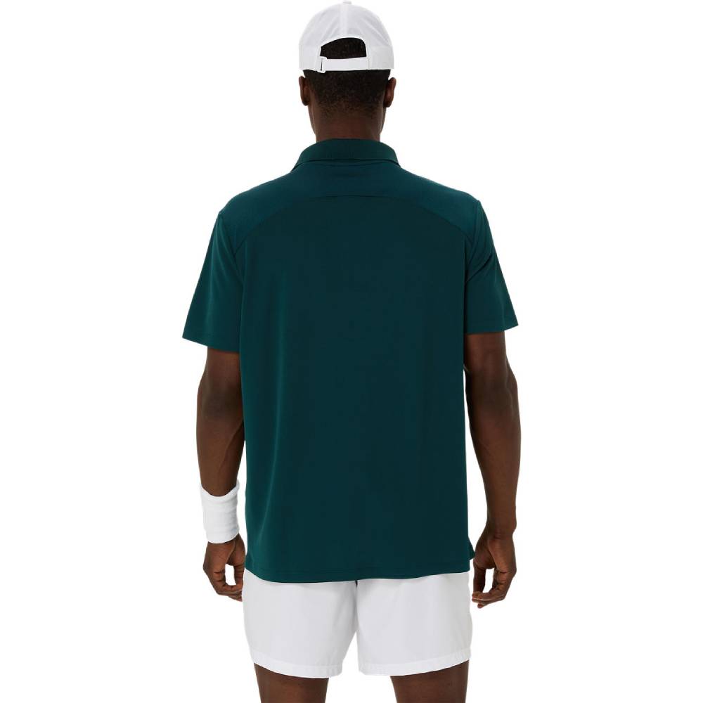 ASICS Men's Tennis Polo Shirt - Moisture-Wicking Performance Top for Pickleball & Court Sports (Saxon Green) | Breathable Golf & Casual Wear Shirt