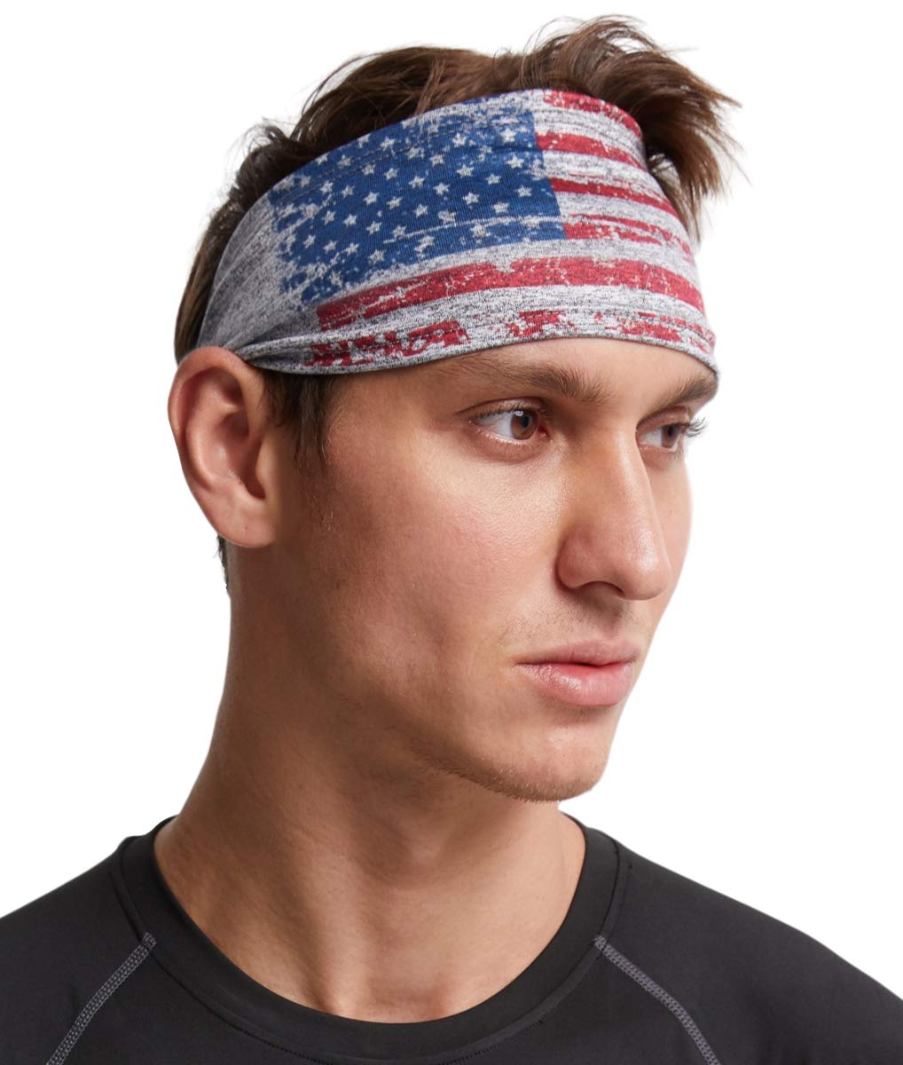 **Men's Sweat Headband - Moisture Wicking Sports Headbands for Running, Gym, Workout, Cycling & Tennis - Stretchable Athletic Performance Sweatband & Hairband for Active Lifestyles**