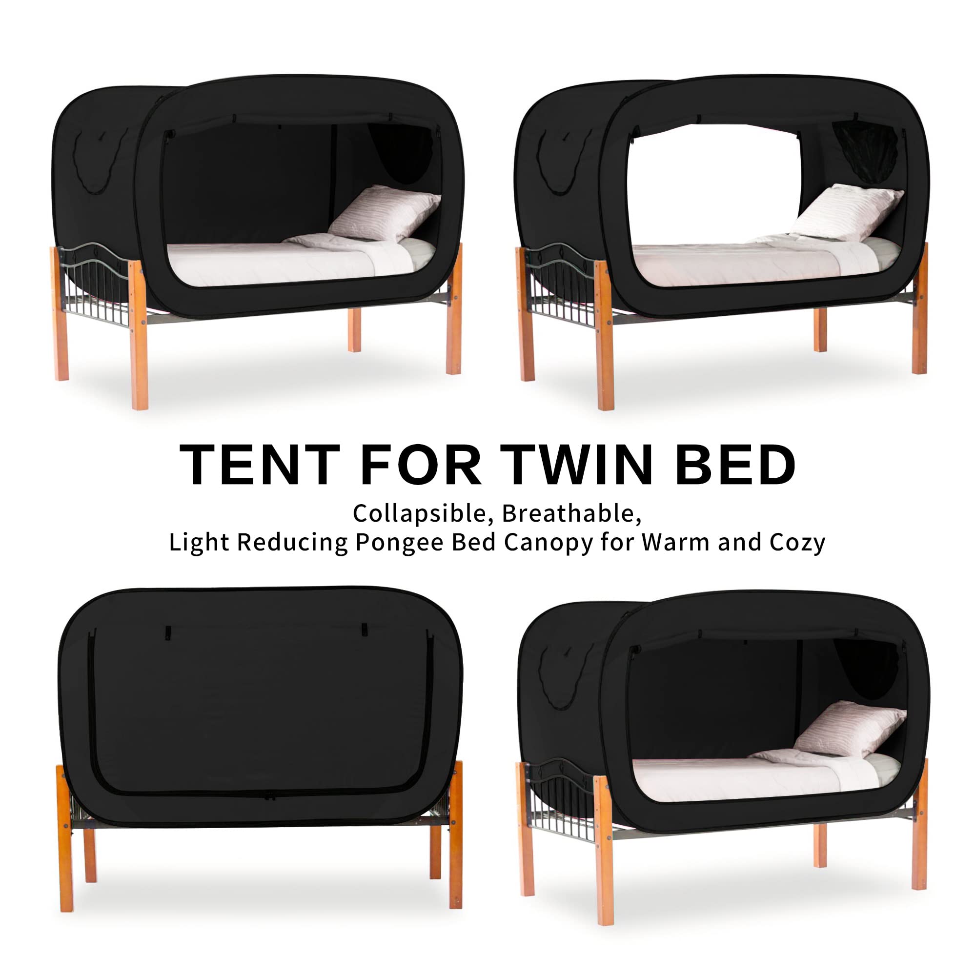 Portable Bed Tent Canopy for Kids & Adults - Breathable Indoor Sleeping Tent with 2 Doors, Private Space for Bedroom, Camping & Nap Time