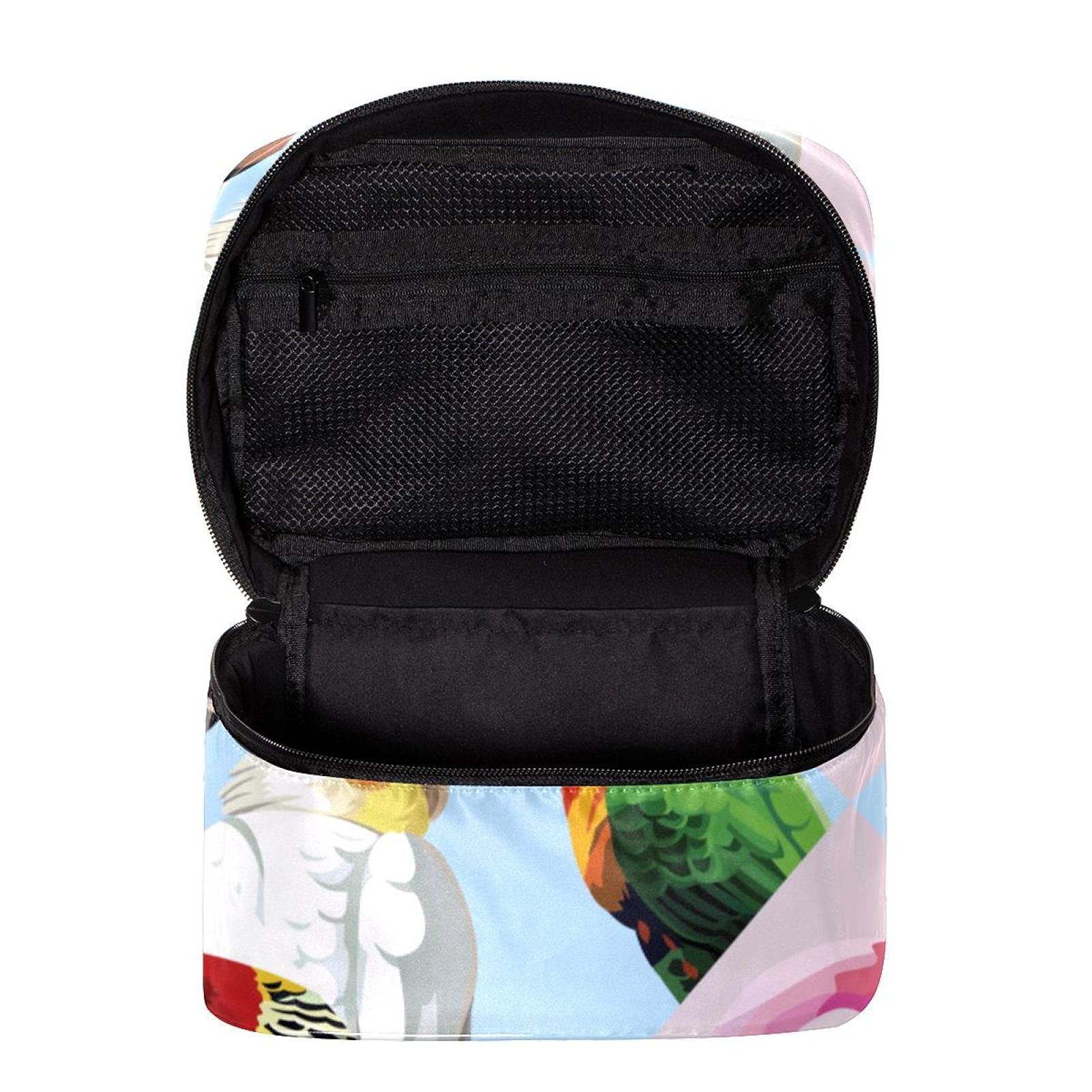 Colorful Tropical Parrot Flamingo Toucan Large Makeup Bag for Women - Waterproof Travel Cosmetic Organizer with Zipper, Perfect for Toiletries, Brushes & Beauty Essentials - Great for Vacations, Beach Trips & Gym Use