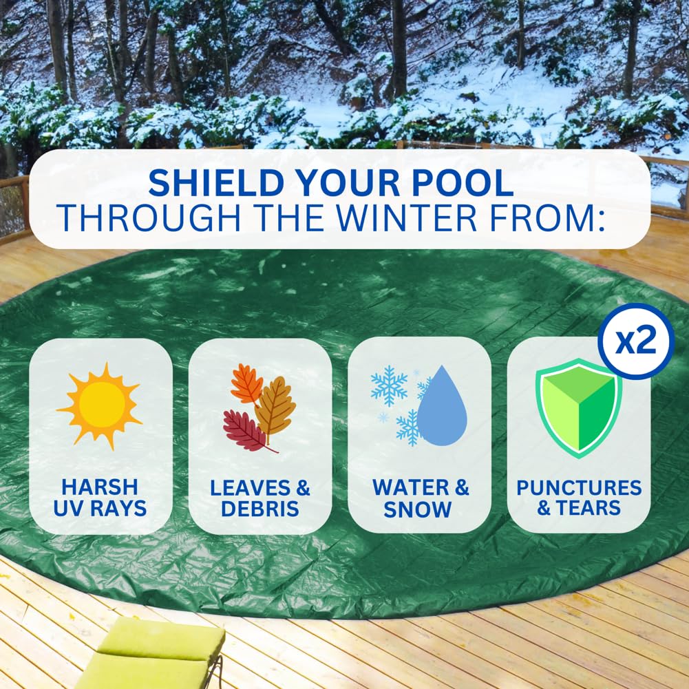 SWIMLINE HYDROTOOLS Ripstopper Heavy Duty Above Ground Pool Cover - 22x38 FT, Green/Black, with Winch & Cable | UV Protected for 18x34 FT Oval Pools (RIG1834) | Perfect for Winter Protection & Debris Prevention